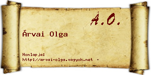 Árvai Olga névjegykártya